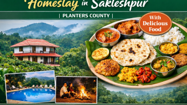 Homestay in Sakleshpur with food at Planters County featuring coffee estate stay, authentic Malnad cuisine, swimming pool and scenic Western Ghats views.