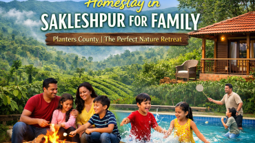 Homestay in Sakleshpur for family at Planters County with swimming pool, campfire, and scenic Western Ghats view