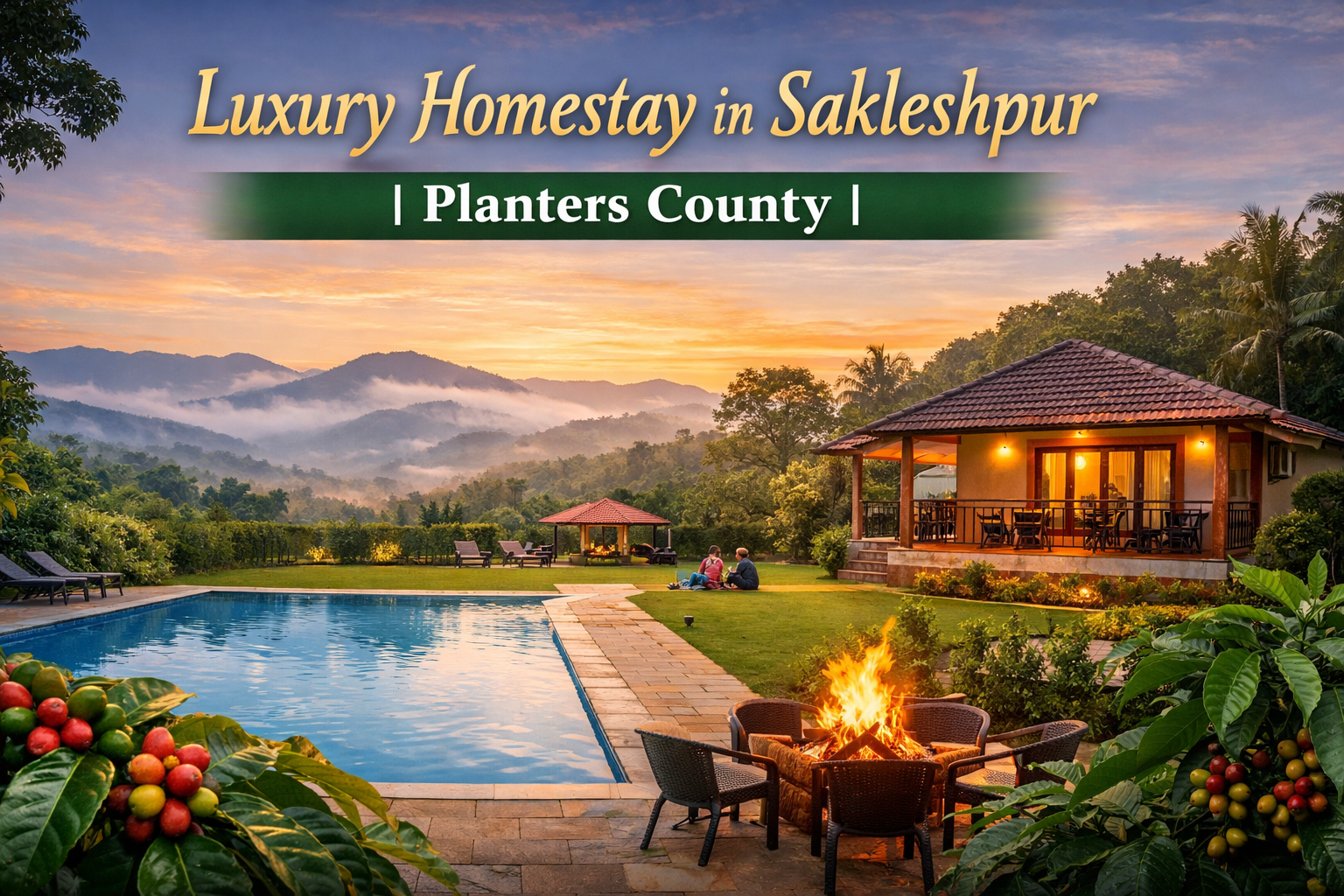 Luxury homestay in Sakleshpur with swimming pool, plantation view and cottage at Planters County