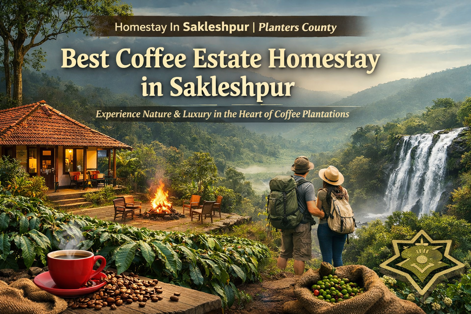 Best coffee estate homestay in Sakleshpur with scenic plantation views, cozy cottages, waterfall, and nature stay at Planters County