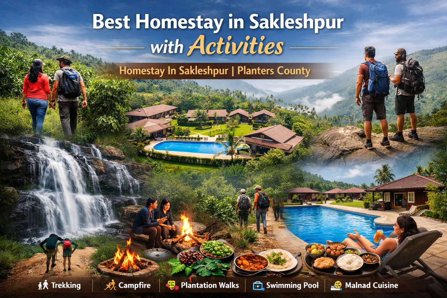 Best Homestay in Sakleshpur with activities – Coffee estate stay at Planters County homestay with trekking, swimming pool and plantation walk