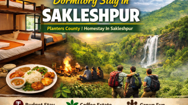 Dormitory stay in Sakleshpur at Planters County homestay with bunk beds, coffee estate views, waterfalls, trekking, campfire and budget group stay in Karnataka