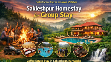 Sakleshpur homestay for group stay with bonfire, swimming pool, coffee estate view and nature resort at Planters County in Sakleshpur Karnataka